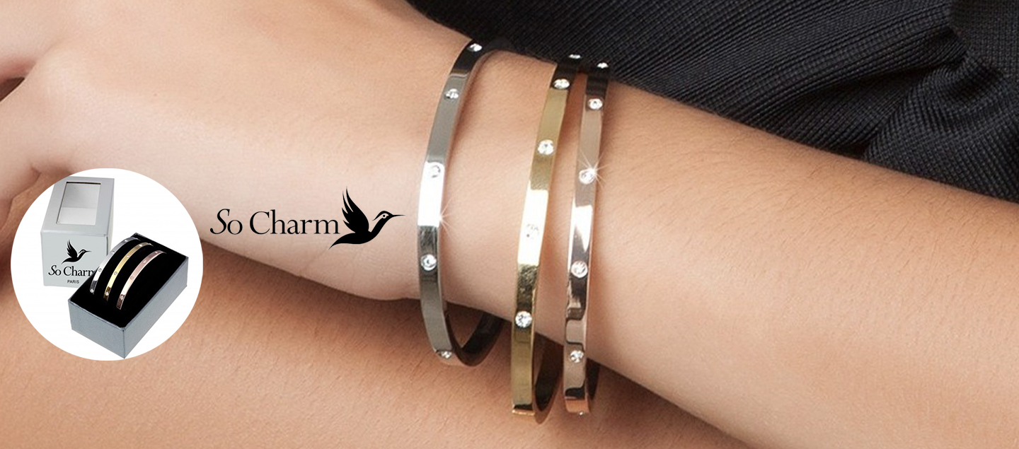 Set de 3 Bracelets ornés de Cristaux So Charm - Livraison offerte