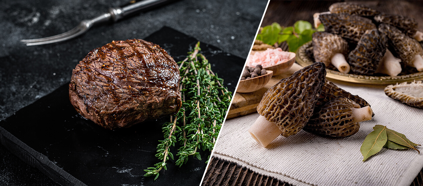 Entrecôte aux morilles avec entrée dès 2 personnes