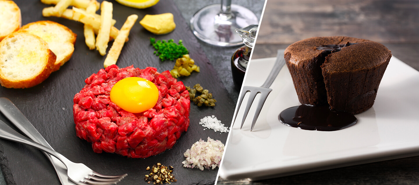 Menu complet avec entrée, plat et dessert au choix pour 2, 4 ou 6 personnes