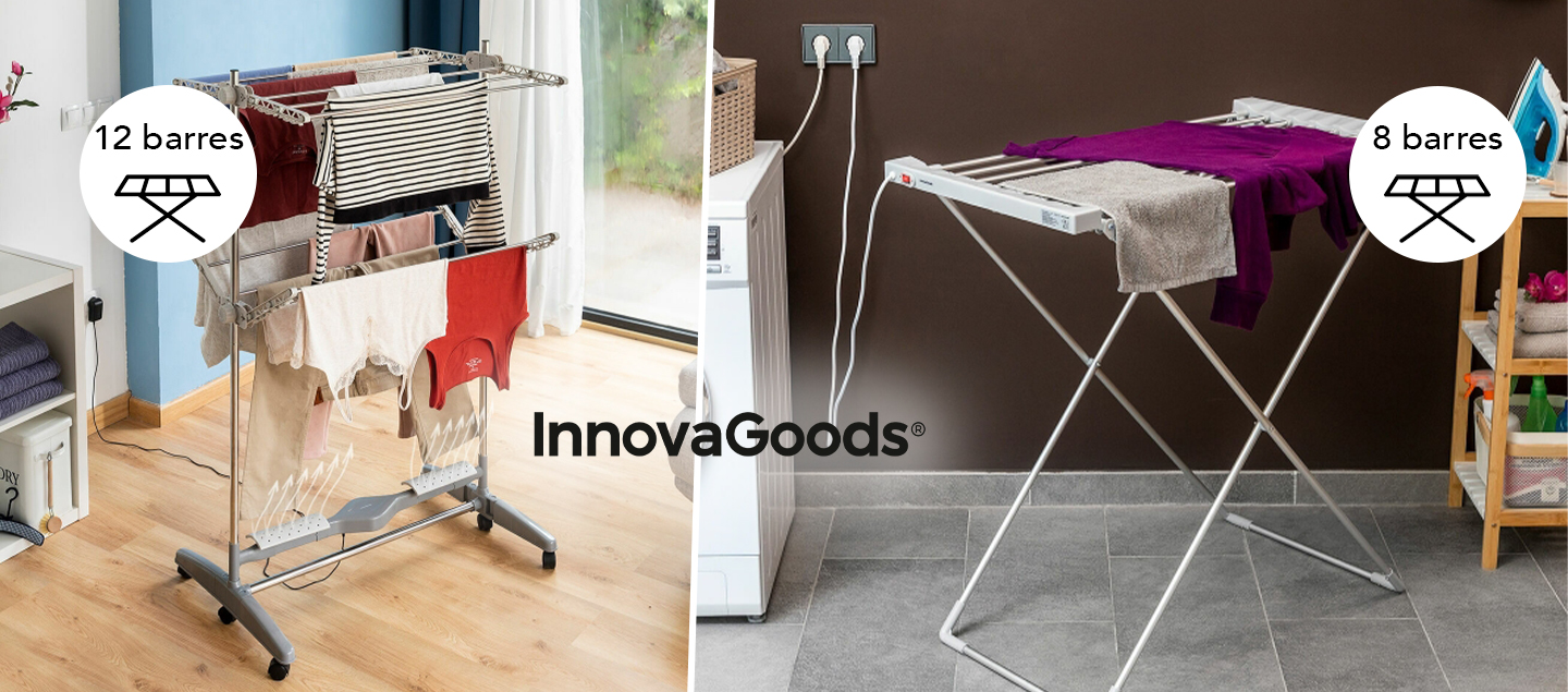 Étendoir à linge électrique pliable - 12 barres