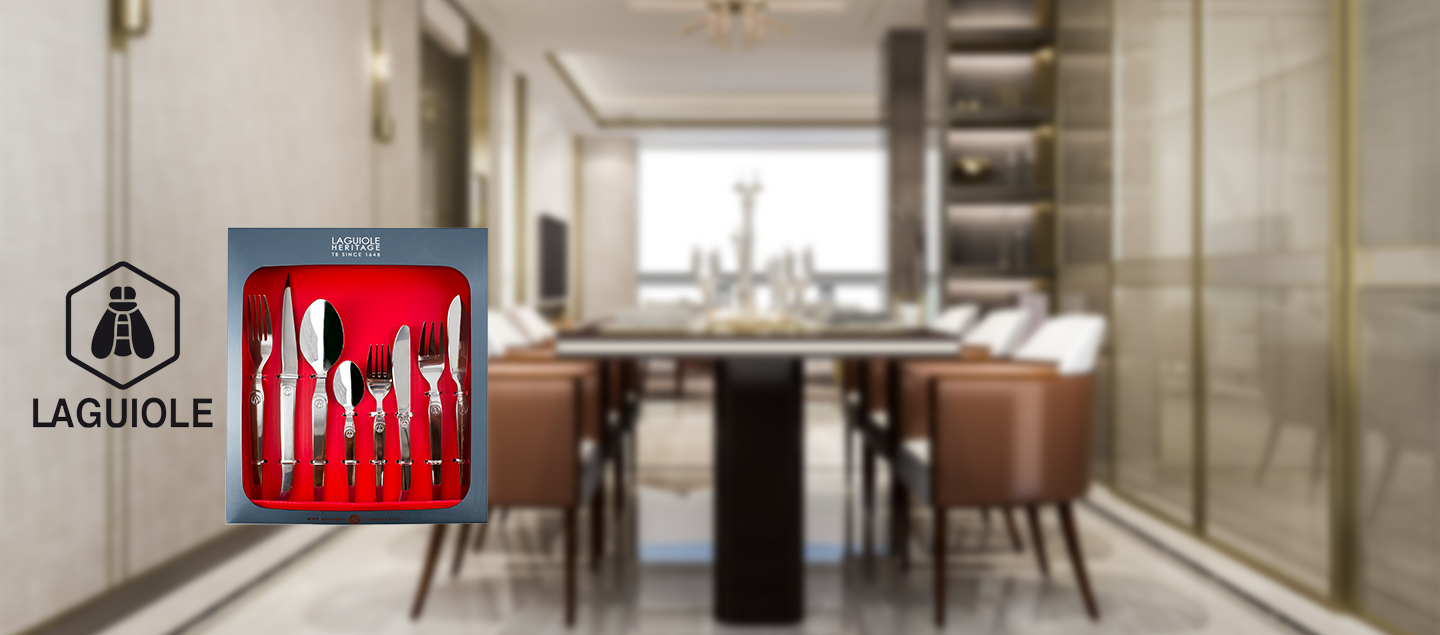 Set de 32 couverts brillants en acier inox Laguiole