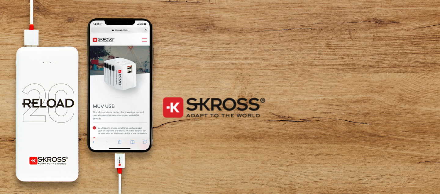 Batterie portable 20'000 mAh SkRoss designée en Suisse