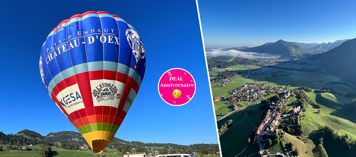 Vol en Montgolfière au-dessus des Préalpes avec Verre de l'amitié et Produits locaux - 1 ou 2 personnes