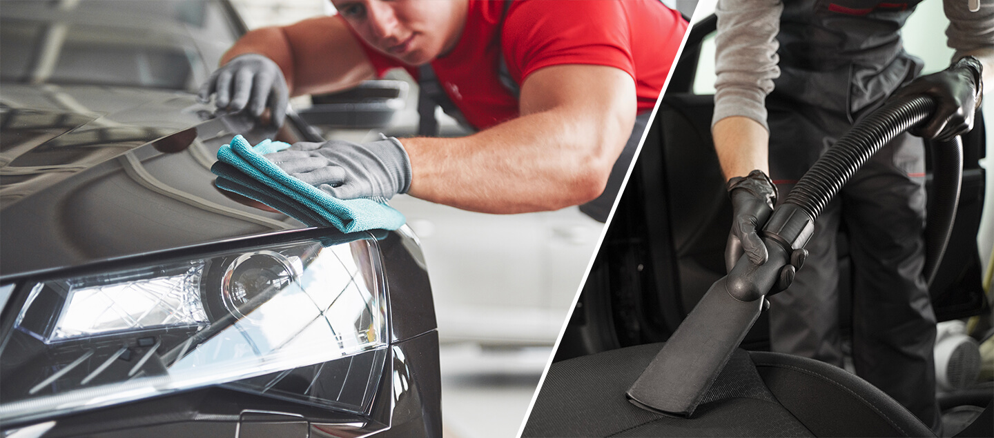 Nettoyage intérieur et/ou extérieur pour voiture avec/sans traitement des tissus ou des cuirs