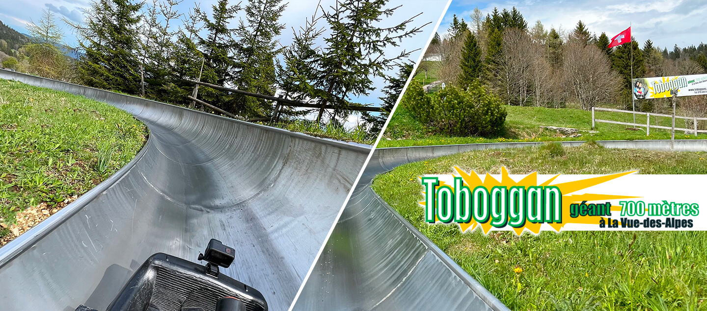 Descentes du Toboggan de la Vue-des-Alpes en luge à roulettes