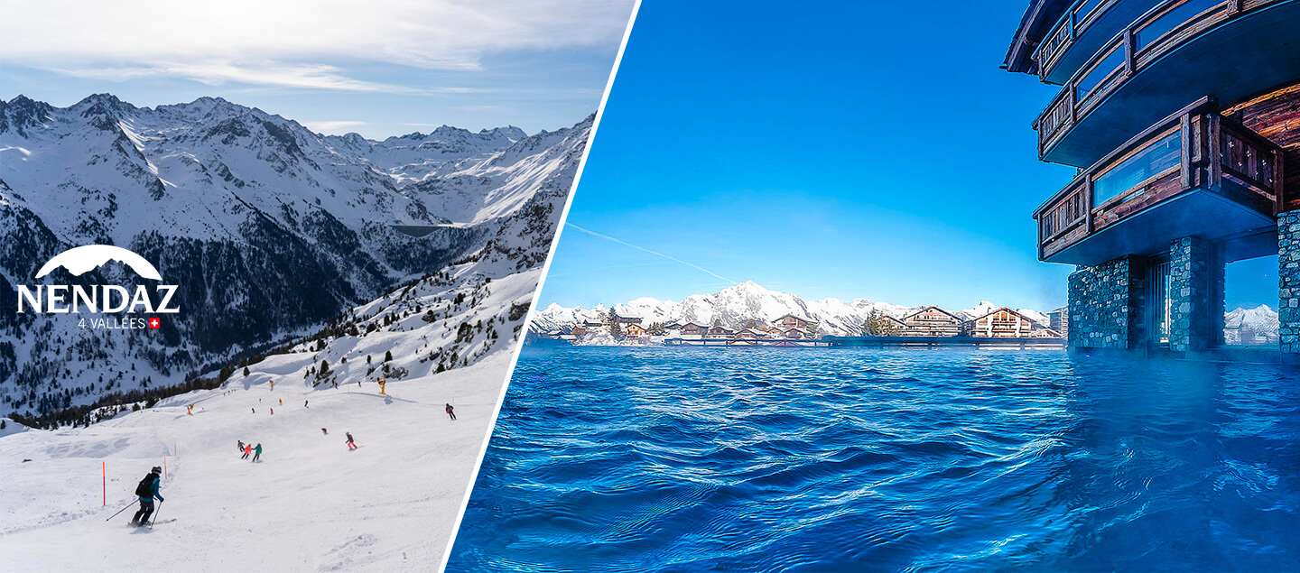 Forfait Ski pour 1 journée dans le domaine skiable de Nendaz avec accès au Spa des Bisses et un souvenir de la station en cadeau