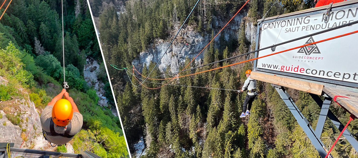 Saut pendulaire dans les magnifiques Gorges du Pissot