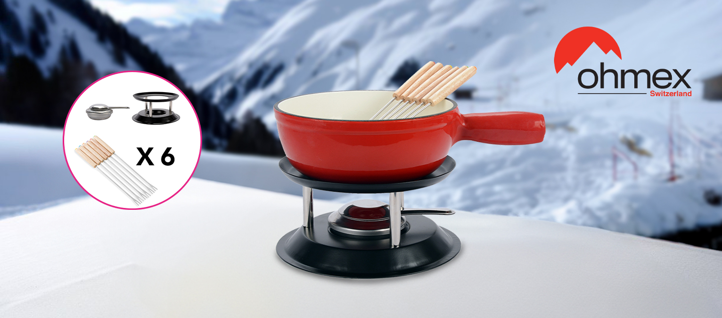 Caquelon Fondue Acier Inoxydable 21 Pièces – Service Rotatif Fromage/Chocolat Avec 6 Fourchettes & Bols Multicolores