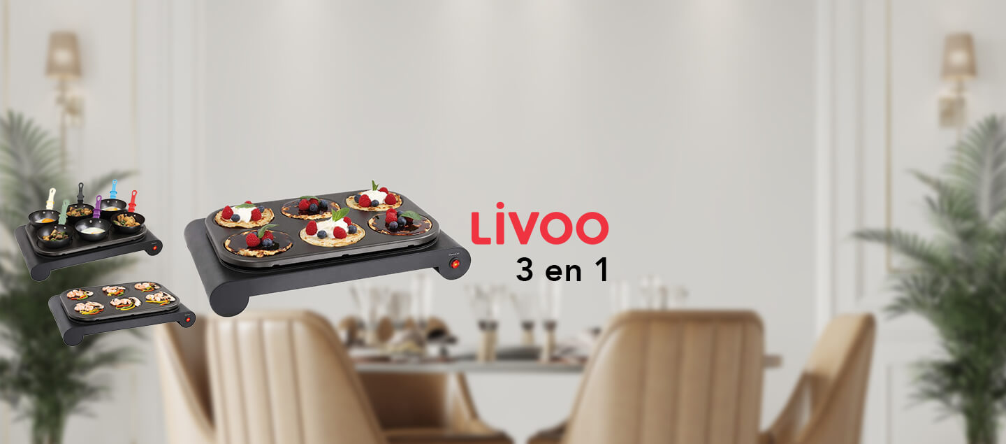 Set 3 en 1 mini woks, crêpière et grill Livoo Realdeals.ch