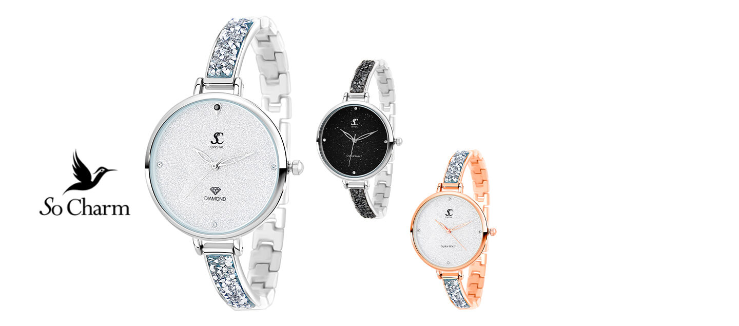 Montre Nola orn e d un v ritable Diamant et de 3 Cristaux