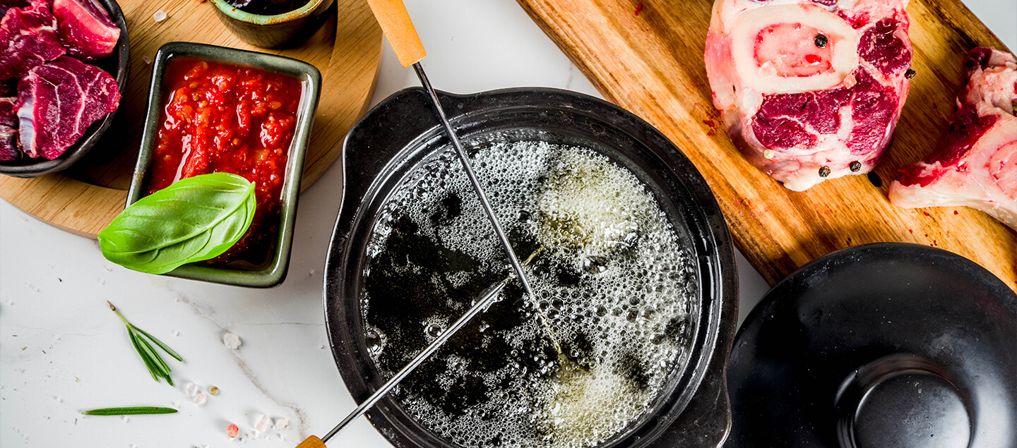 Menu Fondue Bourguignonne avec entrée et dessert dès 2 personnes