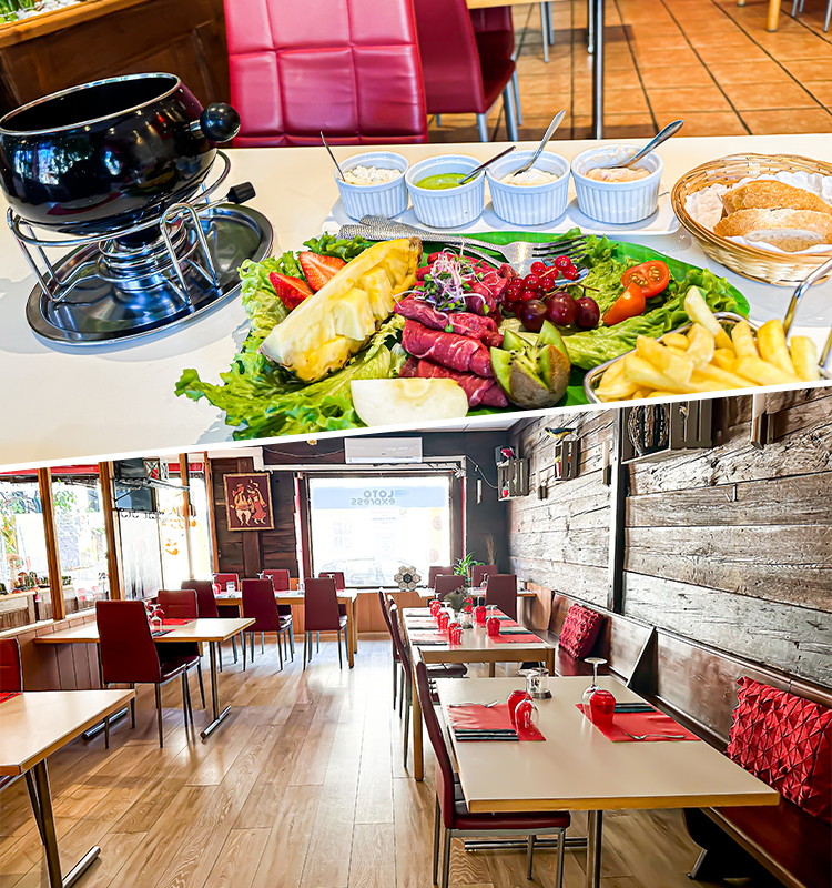 Menu Fondue Bourguignonne ou Chinoise avec entrée, dessert et Verre de