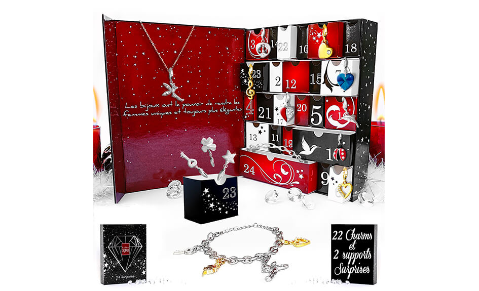 Calendrier de l'Avent "Spécial bijoux" avec 23 bijoux et 1 bracelet