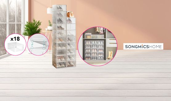 Boîte de rangement pour chaussures modulable SONGMICS (18 boîtes)