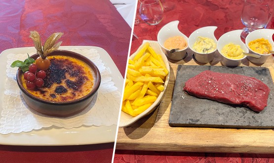 Menu Steak de boeuf ou cheval sur Ardoise avec entrée et dessert dès 2 personnes