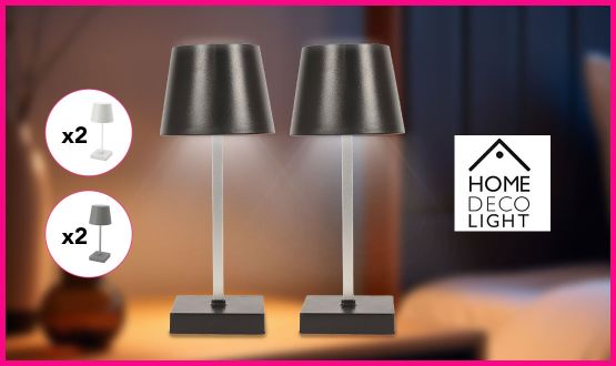 Set de 2 lampes chics LED sans fil tactile - Blanc