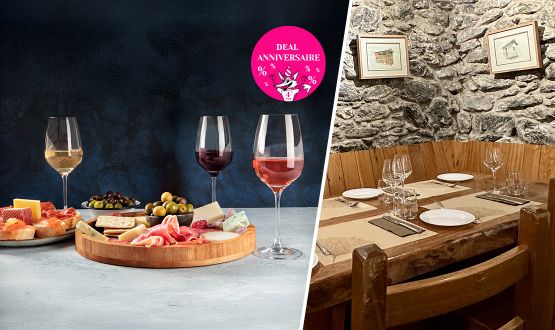 Plateau de dégustation de 4 vins avec Tapas pour 2 personnes