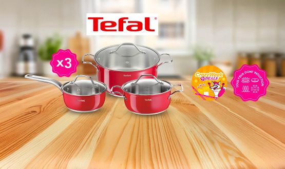 Batterie de cuisine 3 pièces tous feux dont Induction TEFAL