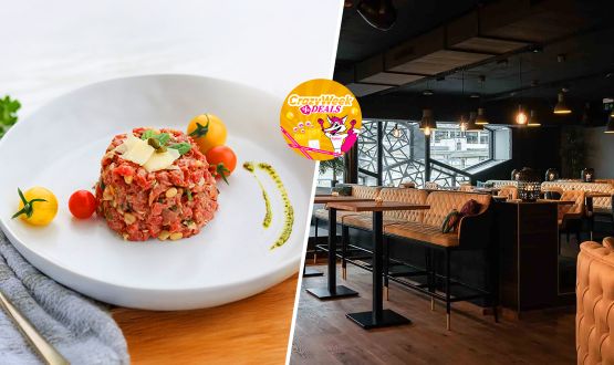 Menu Tartare de boeuf avec entrée, dessert et Cocktail de bienvenue dès 2 personnes