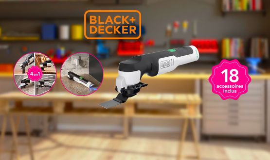 Outil multifonctions 4en1 sans fil rechargeable Black+Decker (18 accessoires inclus)