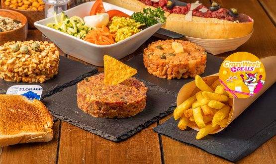Tartare de boeuf avec Buffet de salades dès 2 personnes (sur place ou à emporter)