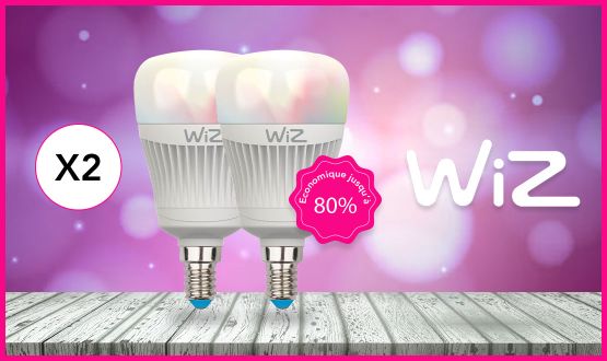 Set de 2 ampoules LED connectées à économie d'énergie WIZ