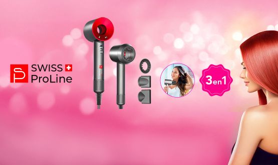 Sèche-cheveux ionique 3en1 (3 accessoires) Swiss ProLine