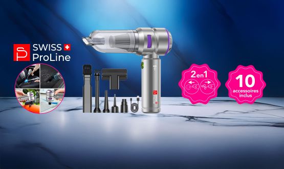 Aspirateur à main et Souffleur 2en1 sans fil avec 10 accessoires