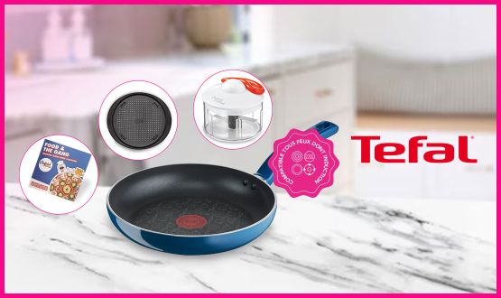 Set ChefClub Tefal (Poêle compatible tous feux, hachoir, plaque à pizza et livre de recettes)