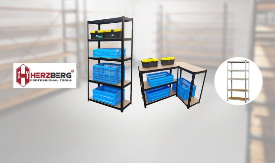 Etagère de rangement ultra robuste en acier équipée de 5 plateaux Herzberg