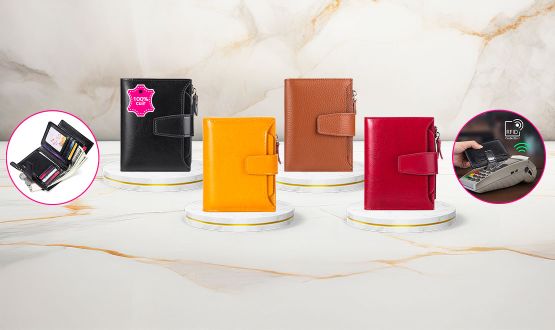 Porte-Monnaie en cuir avec protection RFID