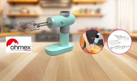 Batteur électrique sans fil rechargeable avec écran LED et 7 accessoires OHMEX