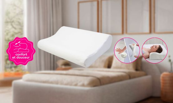 Oreiller ergonomique VISCO avec mousse à mémoire de forme