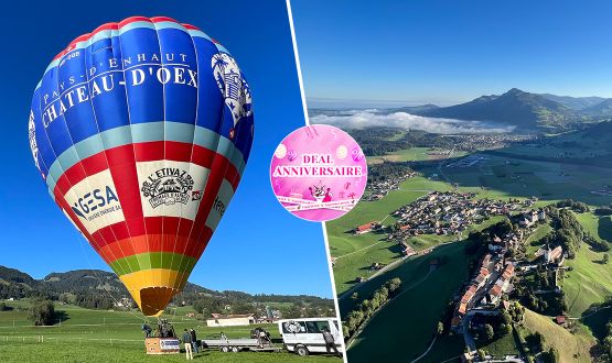 Vol en montgolfière au-dessus des Préalpes avec verre de l'amitié et produits locaux