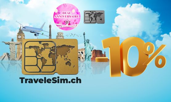 10% de RABAIS sur toutes les eSim TraveleSim (dès 10 Go de données)