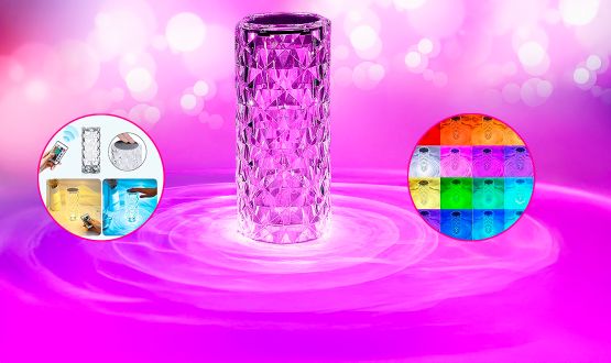 Lampe cristale LED sans fil tactile rechargeable