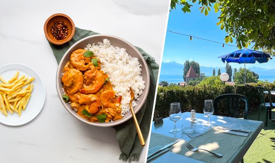 Menu Crevettes sauce au choix (ail, curry, aigre-doux) avec entrée et dessert dès 2 personnes