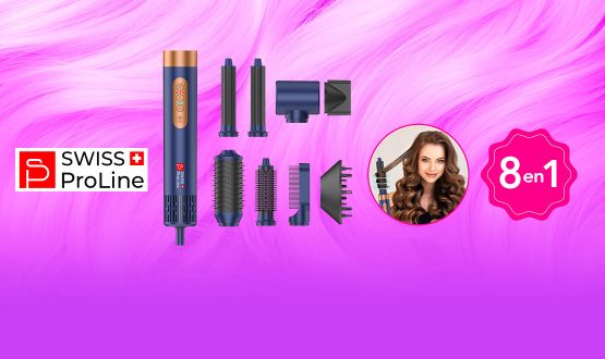 Brosse professionnelle ionique 8en1 (8 accessoires) Swiss ProLine