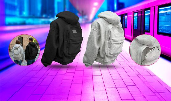 Veste à capuche avec sac à dos intégré 2en1