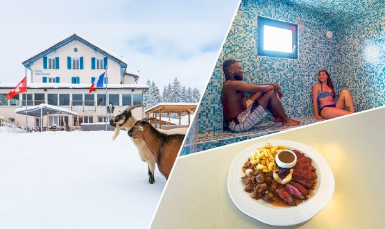 Journée Dayspa à la Grand'Borne avec accès à l'espace Wellness et Menu Chasse Ardoise de Cerf avec apéritif, entrée et dessert dès 2 personnes