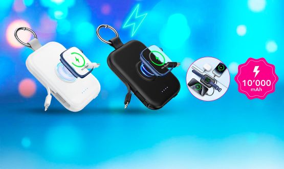 Batterie 3en1 avec câbles intégrés et fonction magnétique 10'000 mAh