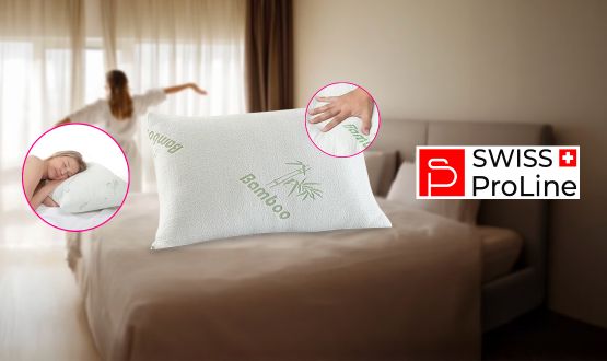 Oreiller de Luxe en Bambou avec mousse à mémoire de forme Swiss ProLine