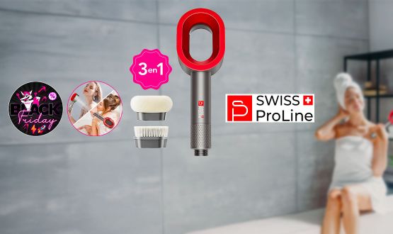 Pommeau de douche magnétique 3en1 (Soin purifiant, brosse nettoyante, brosse relaxante) Swiss ProLine