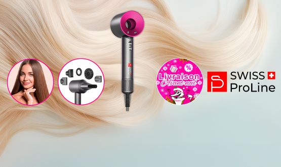 Sèche-cheveux ionique 5en1 (5 accessoires) Swiss ProLine