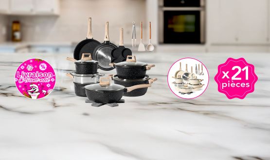Batterie de cuisine 21 pièces (tous feux dont induction) JUST PERFECTO