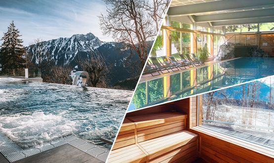 Journée Dayspa avec Menu 3 plats, accès au Sauna panoramique et aux Bains de l’Hôtel Central Résidence & Spa à Leysin pour 2 personnes