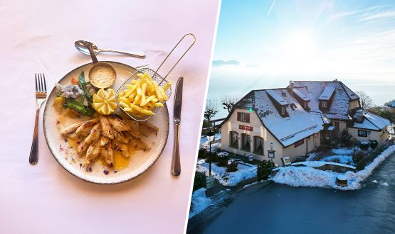 Menu Filets de perches du lac avec entrée, dessert et Verre de bienvenue dès 2 personnes