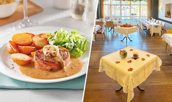 Menu Tournedos de filet de boeuf avec entrée et dessert dès 2 personnes