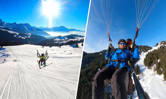 Vol en parapente biplace à Ski à Ollon