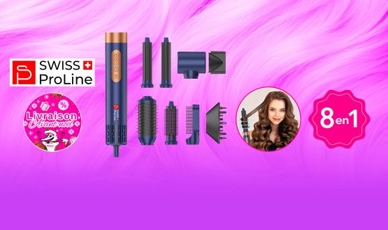 Brosse professionnelle ionique 8en1 (8 accessoires) Swiss ProLine